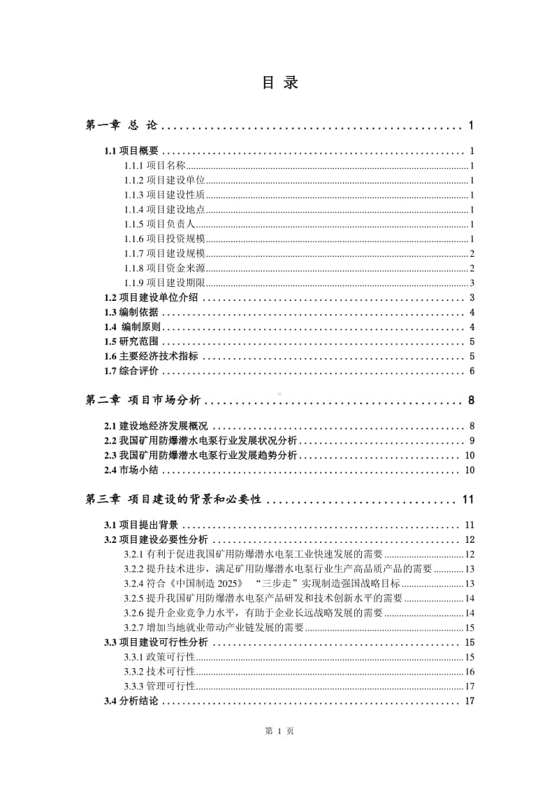 矿用防爆潜水电泵生产建设项目可行性研究报告.doc_第2页