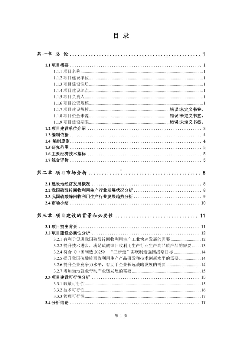 硫酸锌回收利用生产建设项目可行性研究报告.doc_第2页