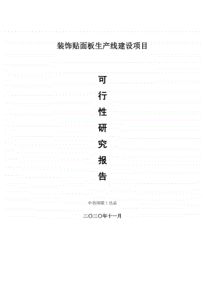 装饰贴面板生产建设项目可行性研究报告.doc