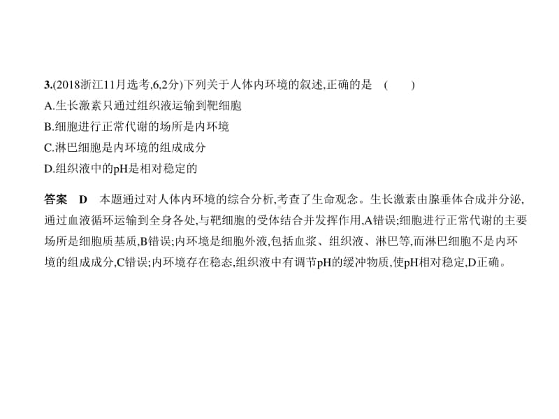 2021新高考生物复习练习课件：专题16　人体的内环境与稳态.pptx_第3页