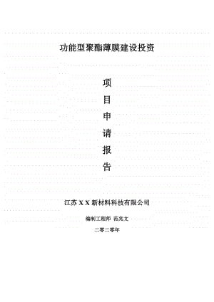 功能型聚酯薄膜建设项目申请报告-建议书可修改模板.doc