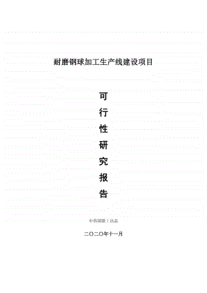 耐磨钢球加工生产建设项目可行性研究报告.doc