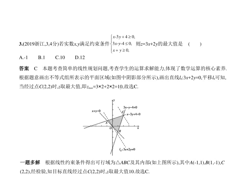 2021新高考数学复习练习课件：§7.2　简单的线性规划.pptx_第3页