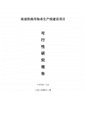 高速铁路用轴承生产建设项目可行性研究报告.doc