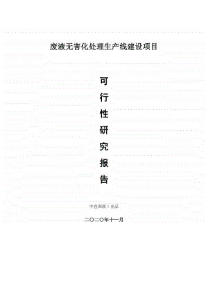 废液无害化处理生产建设项目可行性研究报告.doc