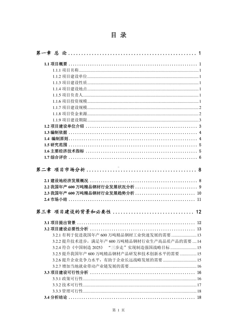 年产600万吨精品钢材生产建设项目可行性研究报告.doc_第2页