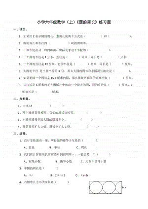 西师大版六年级上册《数学》《圆的周长》练习题 (2)（含答案）.docx