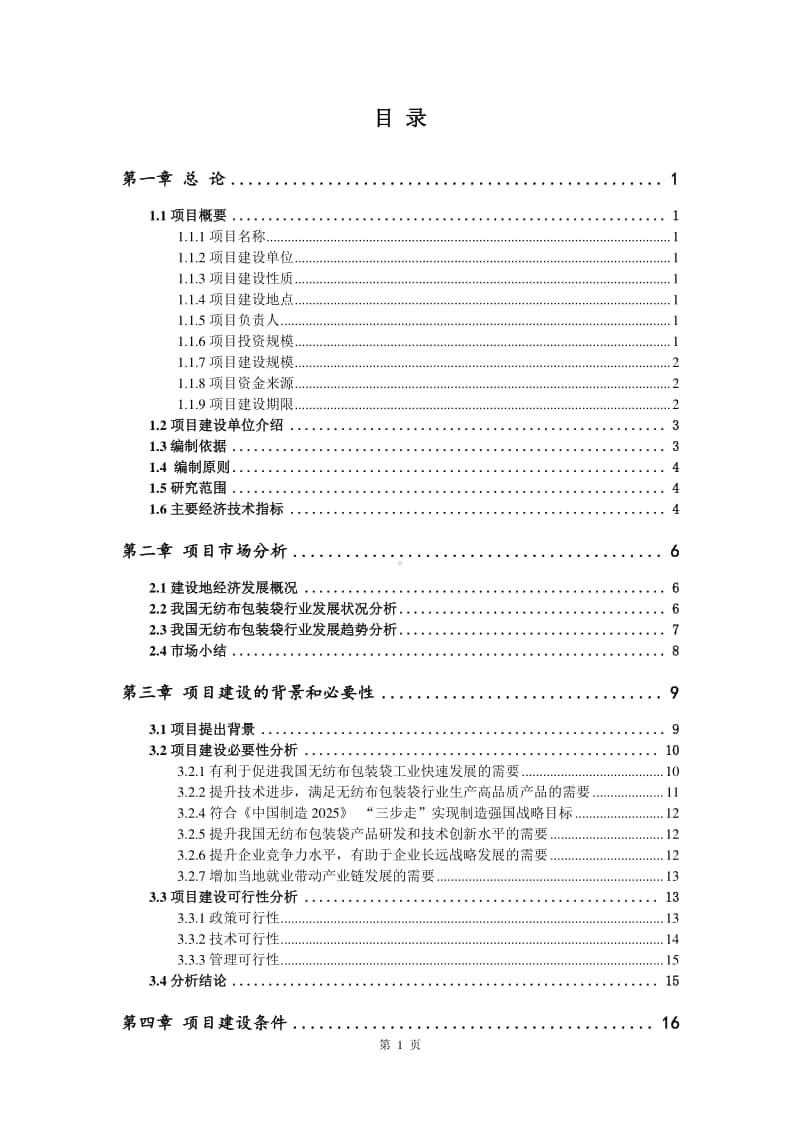 无纺布包装袋生产建设项目可行性研究报告.doc_第2页