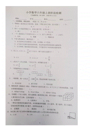 2020南京市南农实小苏教版六年级数学上册期中试卷.pdf