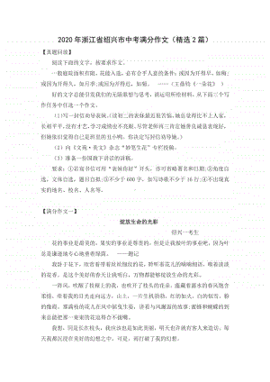 2020年浙江省绍兴市中考满分作文（精选2篇）.docx