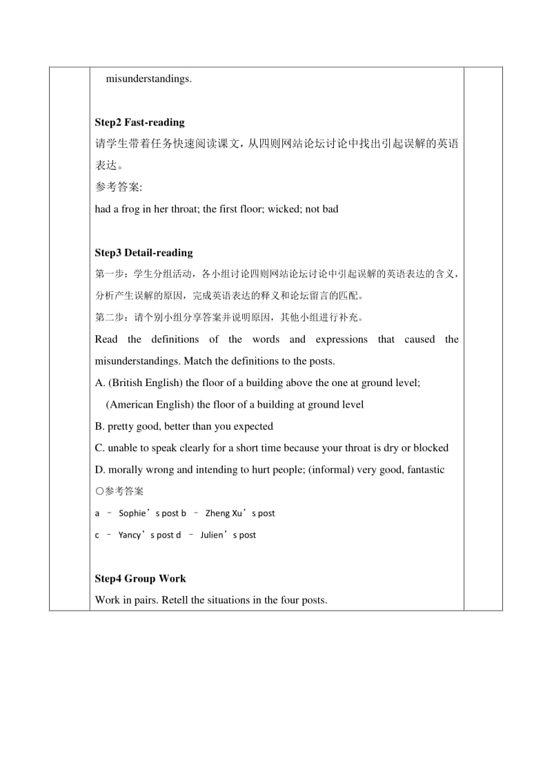 Unit 2 Period 4 Developing ideas 教学设计 （新教材）2020外研版高一英语必修第一册.doc_第2页