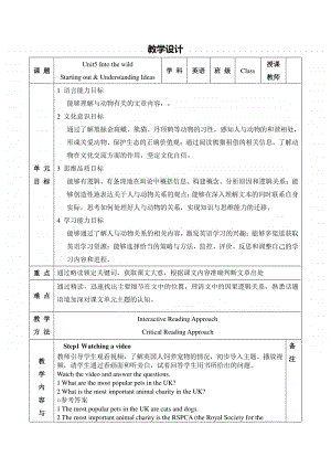 Unit 5 Period1 Starting out & Understanding ideas 教学设计 （新教材）2020外研版高一英语必修第一册.doc