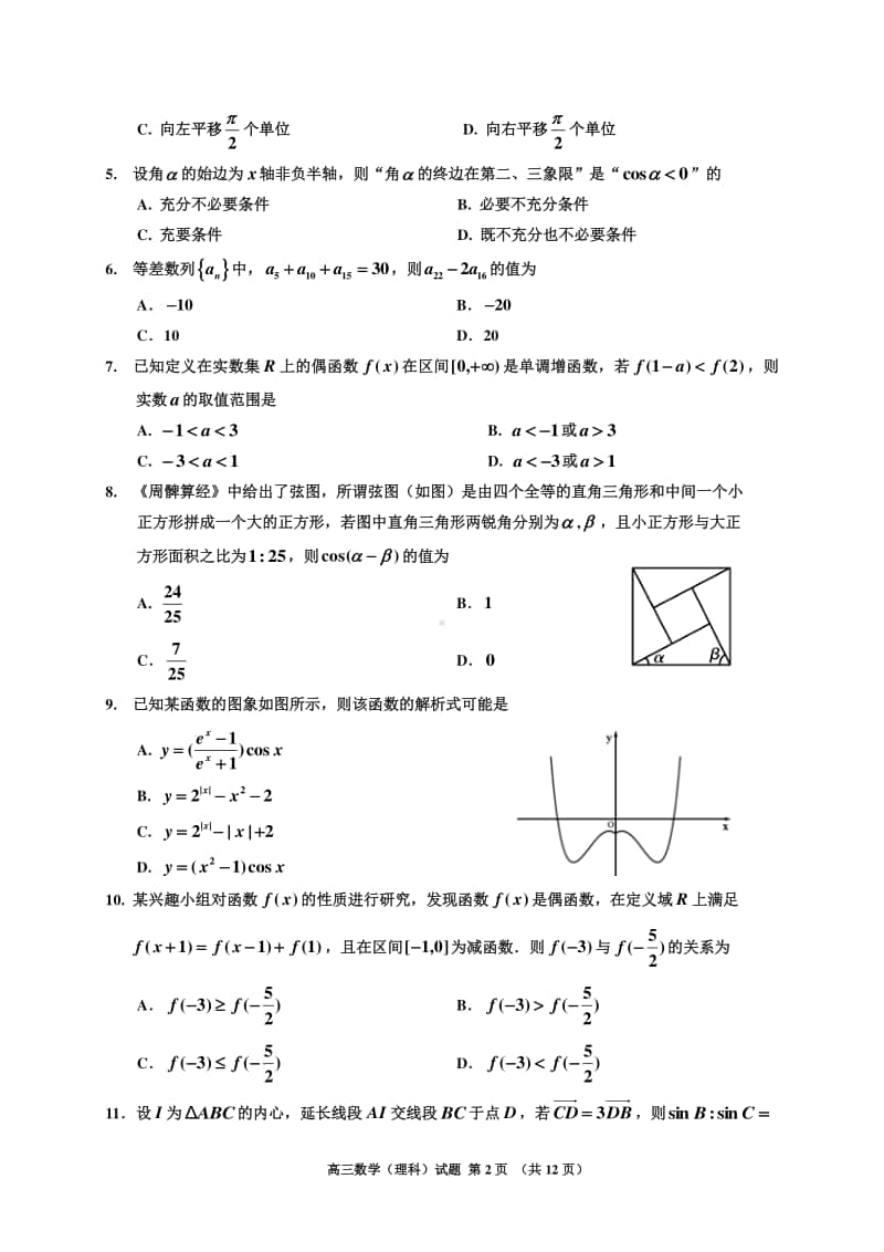 吉林省吉林市普通高中2021届高三第一次调研测试（期中）数学（理）试题 Word版含答案.doc_第2页