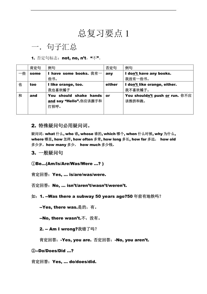 牛津上海版（深圳用）六年级上册英语小学总复习要点1.doc_第1页