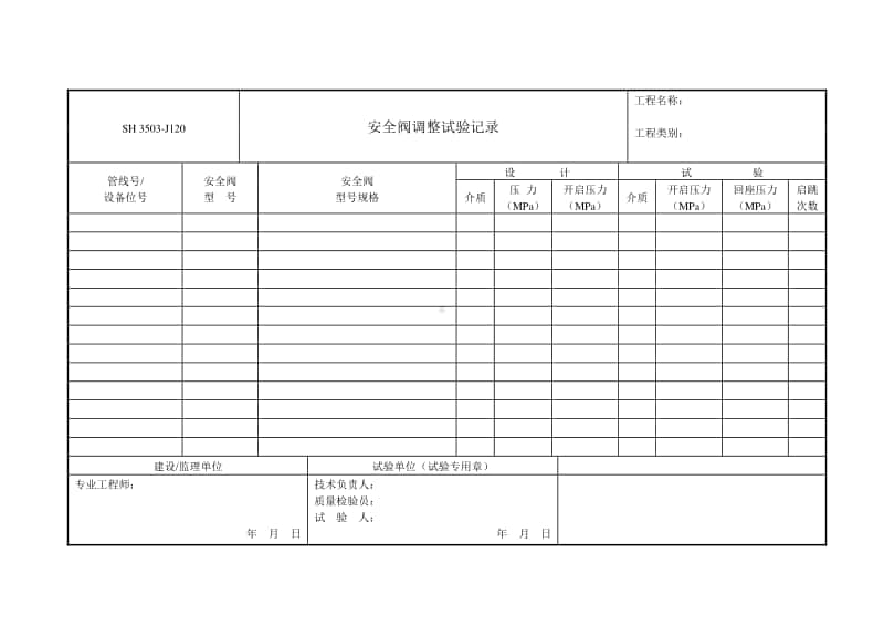 J120 安全阀调整试验记录.doc_第1页