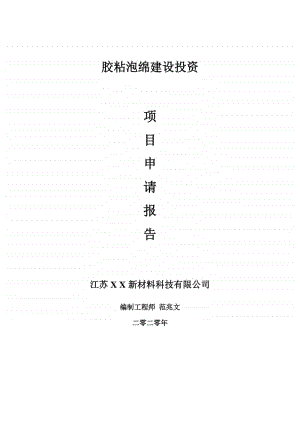 胶粘泡绵建设项目申请报告-建议书可修改模板.doc