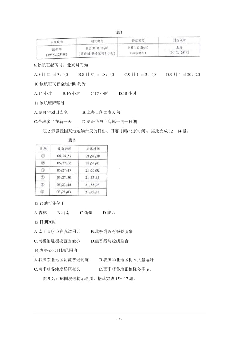 河南省2020-2021学年高一上学期期中考试 地理 Word版含答案.doc_第3页