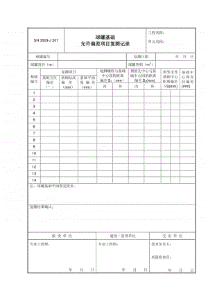 J207 球罐基础允许偏差项目复测记录.doc