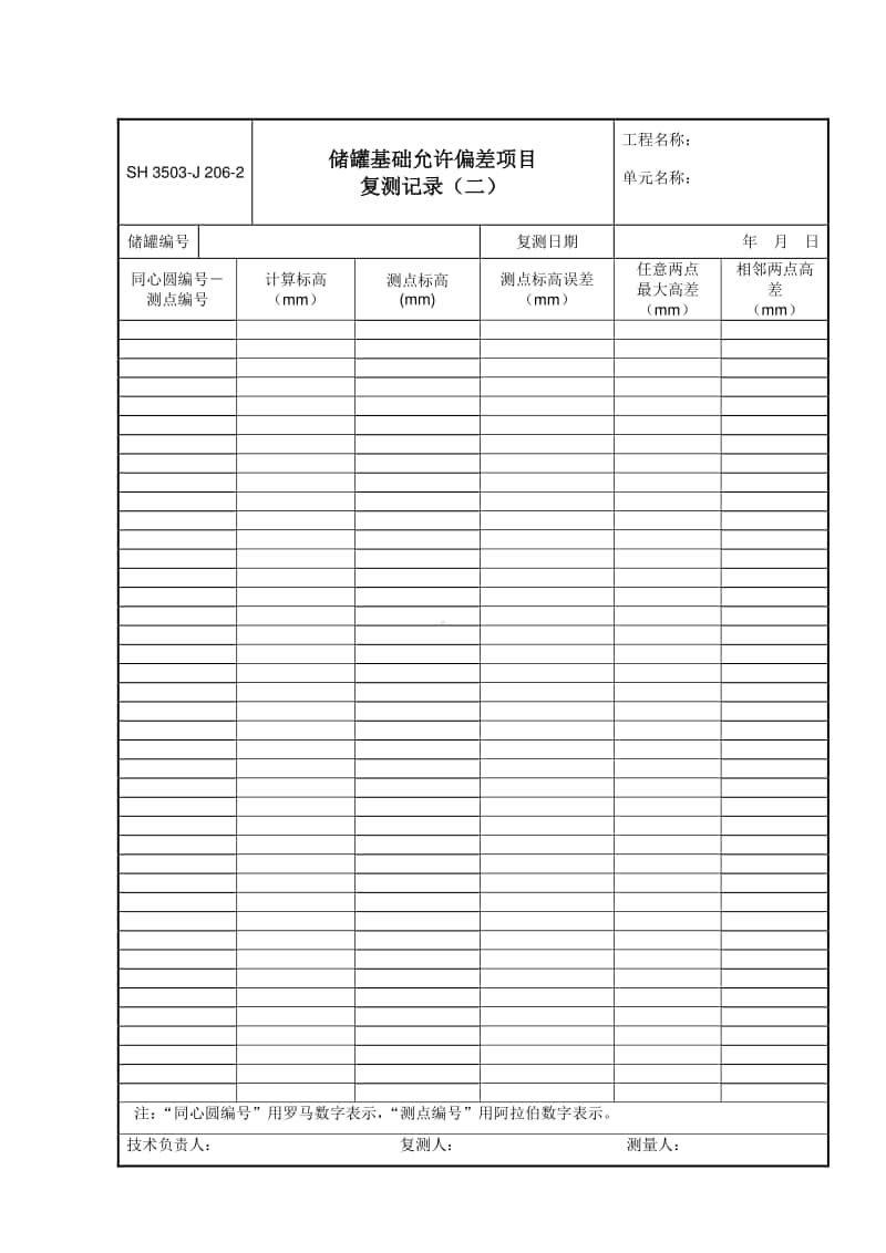 J206-2 储罐基础允许偏差项目复测记录（二）.doc_第1页