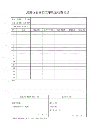 温度仪表安装工序质量检查记录.doc