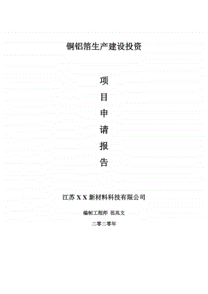 铜铝箔生产建设项目申请报告-建议书可修改模板.doc