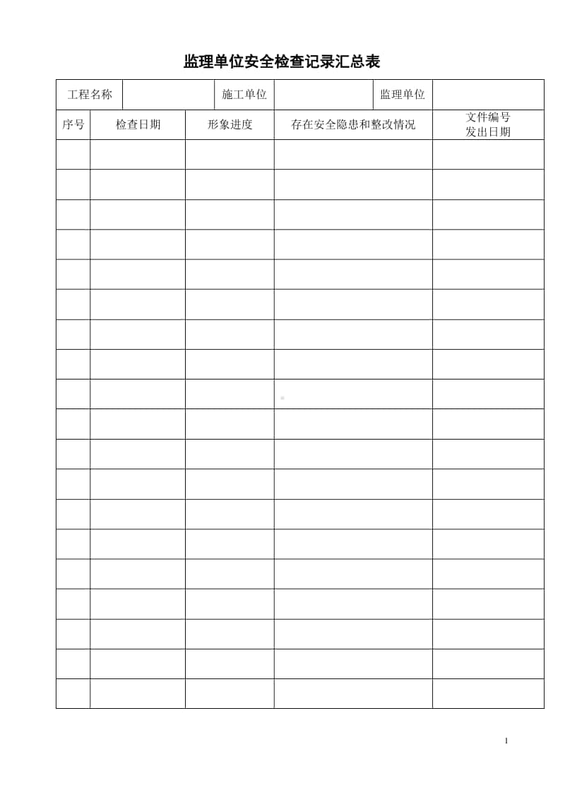 扬州某工程建筑监理单位安全检查记录汇总表.pdf_第1页