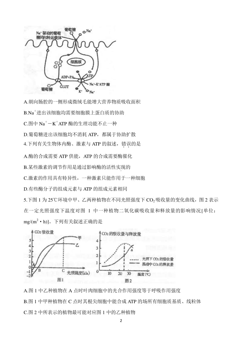 江苏省常熟市2021届高三上学期阶段性抽测一试题生物含答案.doc_第2页