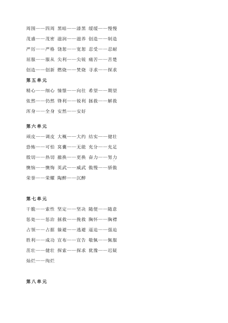 部统编版语文 四（上）全册近义词+反义词.pdf_第2页