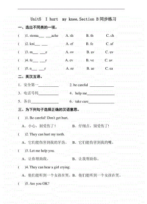 湘鲁版六年级上册英语unit5i hurtmy knee.section b同步练习题（含答案）.doc