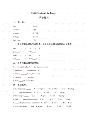 外研版剑桥版六年级上册英语unit 5 animals in danger.同步练习题3（含答案）.doc