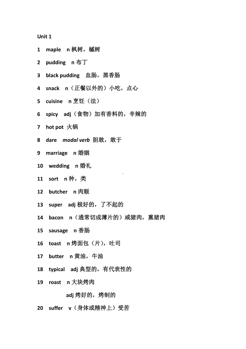 （2020新外研版）英语必修二unit 1单词表.doc_第1页