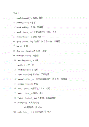 （2020新外研版）英语必修二unit 1单词表注音版.doc