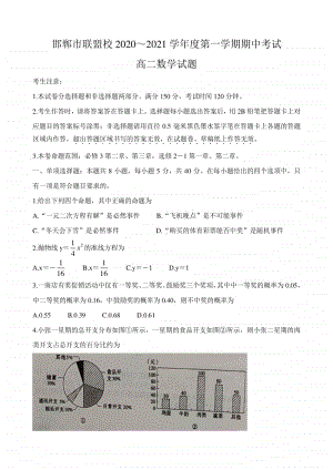 河北省邯郸市联盟校2020-2021学年高二第一学期期中考试数学试卷及答案.doc