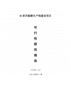 D-苯丙氨酸生产建设项目可行性研究报告.doc