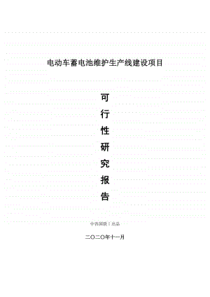 电动车蓄电池维护生产建设项目可行性研究报告.doc