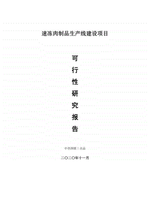 速冻肉制品生产建设项目可行性研究报告.doc