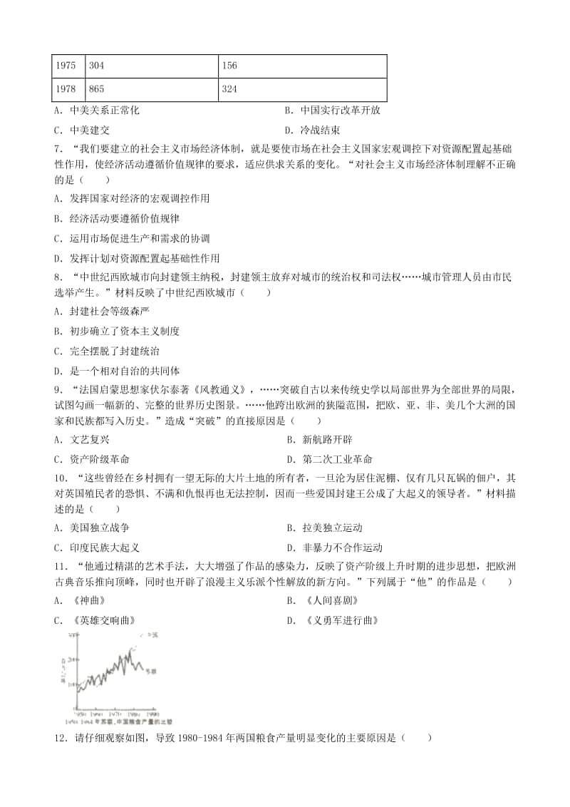 江西省2019年中考历史真题试题（含解析）.doc_第2页