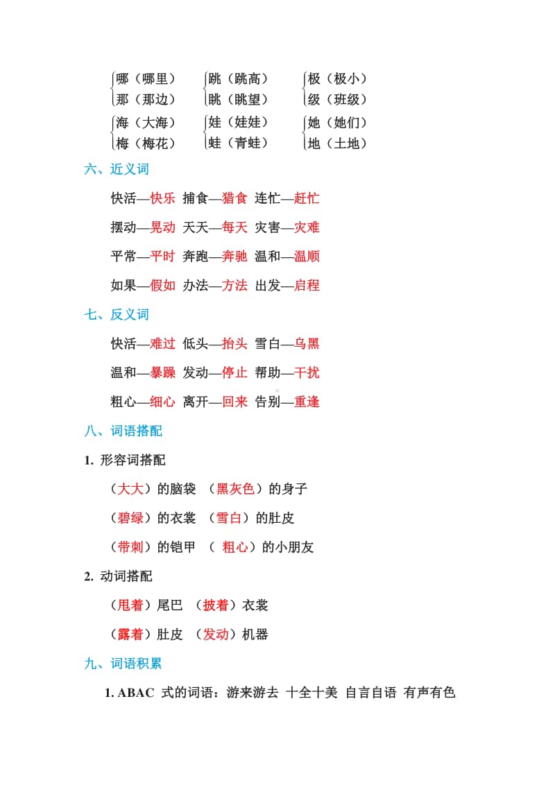 部编版语文二年级第一单元 单元知识小结.doc_第2页