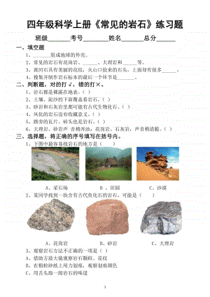 小学科学苏教版四年级上册第五单元《常见的岩石》练习题.docx