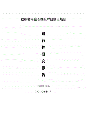 镁碳砖用结合剂生产建设项目可行性研究报告.doc