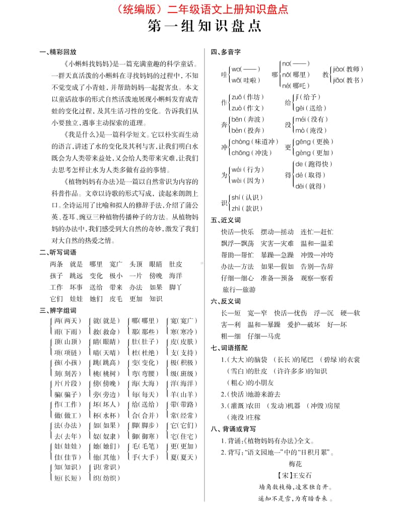 （统编版）二年级语文上册知识盘点.pdf_第1页