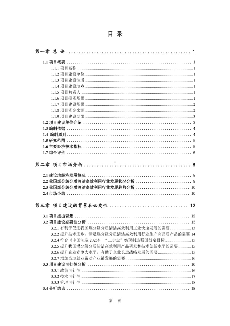 煤分级分质清洁高效利用建设项目可行性研究报告.doc_第2页