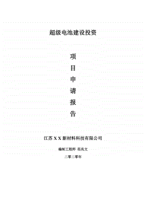 超级电池建设项目申请报告-建议书可修改模板.doc