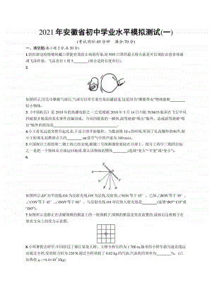 2021年安徽省初中学业水平模拟测试(一).docx