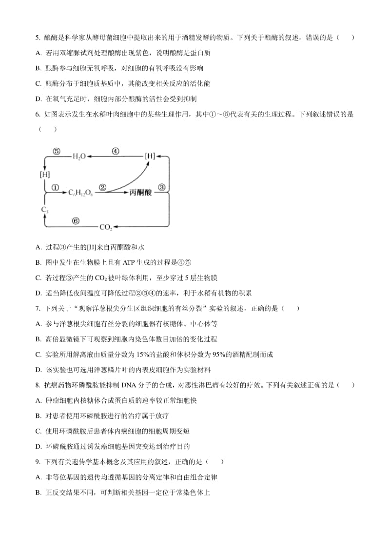 河南省郑州市、商丘市名师联盟2021届高三11月教学质量检测生物试题 Word版含答案.doc_第2页