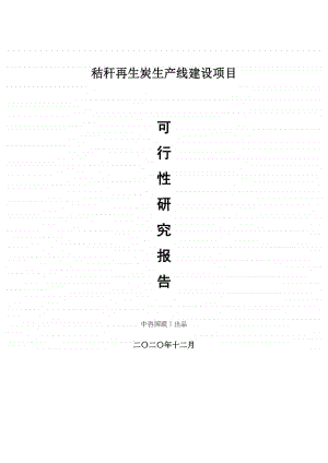 秸秆再生炭生产建设项目可行性研究报告.doc