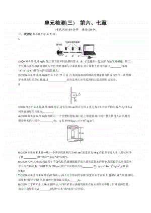 2021中考物理单元检测(三)　第六、七章.docx