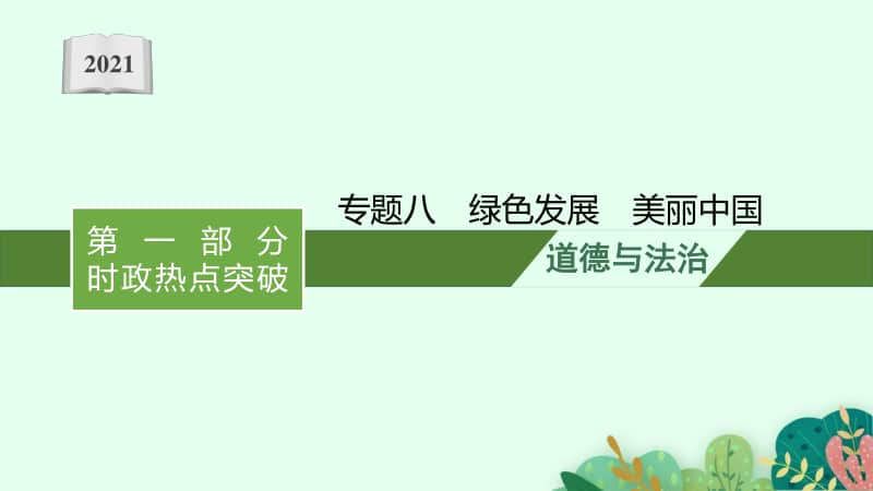 2021中考复习道德与法治时政热点：专题八　绿色发展　美丽中国.pptx_第1页