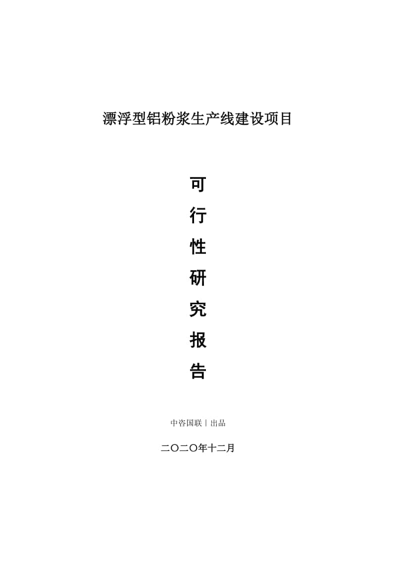 漂浮型铝粉浆生产建设项目可行性研究报告.doc_第1页