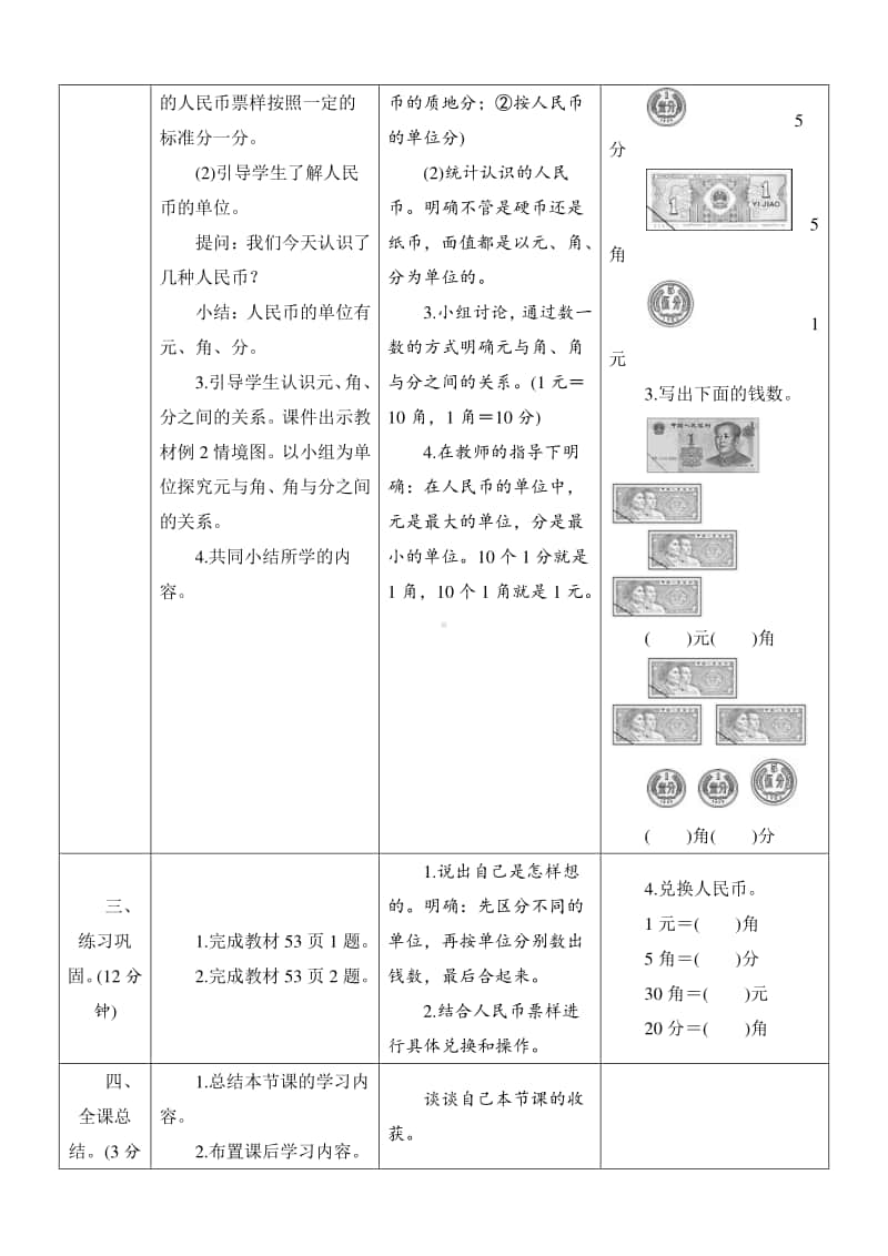 人教版2019学年小学数学一年级下册第5单元第1节第1课时《认识人民币(1)》导学案设计.docx_第2页